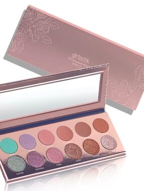 NIB GIRLACTIK Pink Rose Eyeshadow Palette - 12-Shade Shimmer & Matte Set